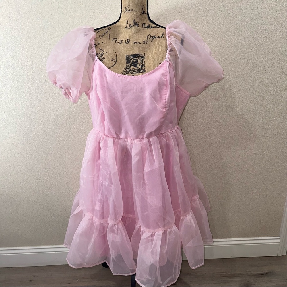 Pink puffer dress